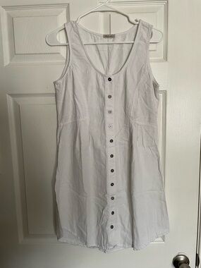 Mod-o-doc Women’s White Button-Front Sleeveless Tunic Dress Size Small